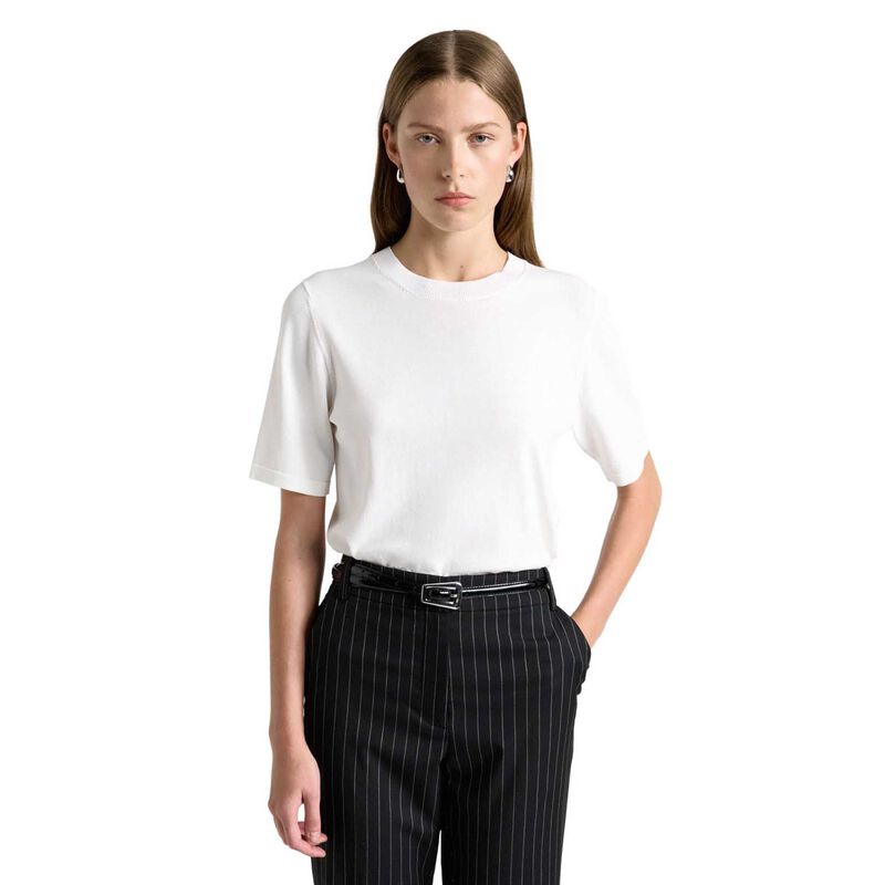 Cue White Knitted Tee image number 0